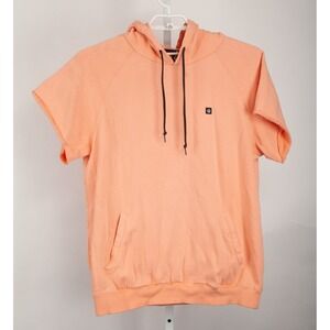 Neff Short Sleeve Hoodie Mens XL Peach Orange Raw Hem Pullover Skateboarding